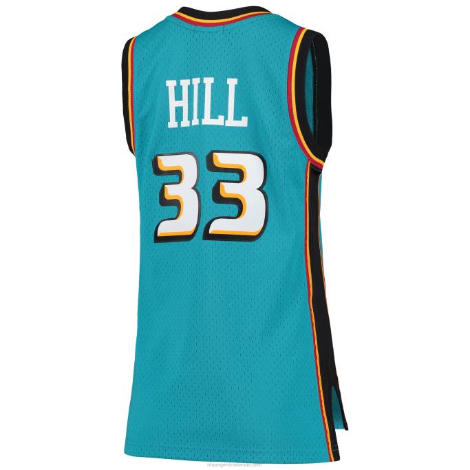 NBA 0F6D9807 detroit pistons grant hill mitchell & ness teal hardwood classics swingman jersey