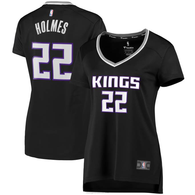 NBA 0F6D16064 Sacramento Kings Richaun Holmes Réplica de camiseta negra de jugador Fast Break