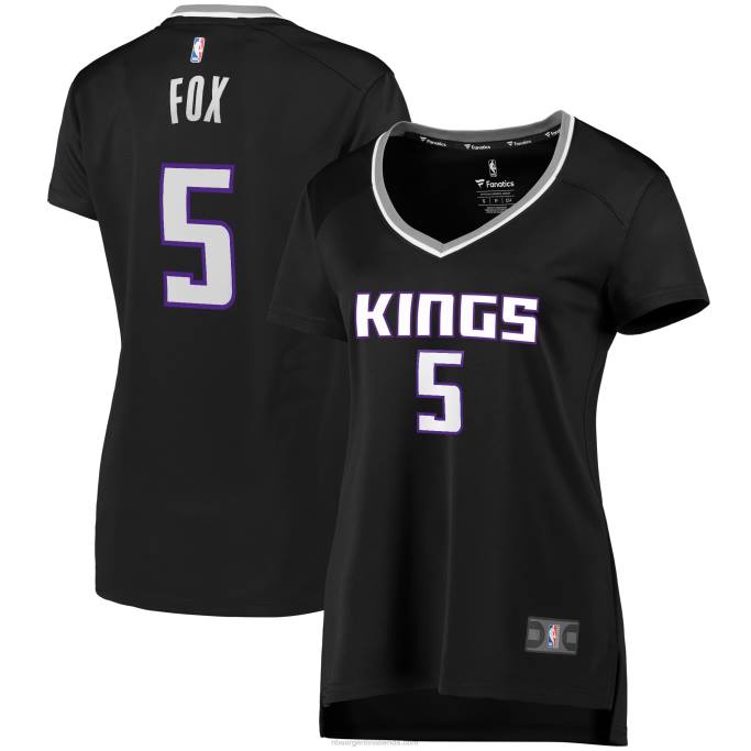 NBA 0F6D8941 Sacramento Kings De'Aaron Fox Réplica de camiseta negra de jugador Fast Break
