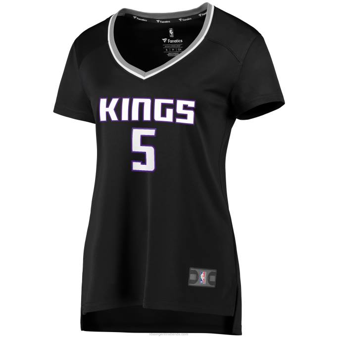 NBA 0F6D8941 Sacramento Kings De'Aaron Fox Réplica de camiseta negra de jugador Fast Break
