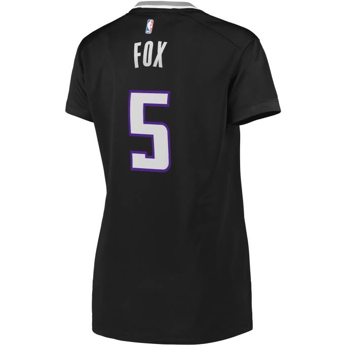 NBA 0F6D8941 Sacramento Kings De'Aaron Fox Réplica de camiseta negra de jugador Fast Break