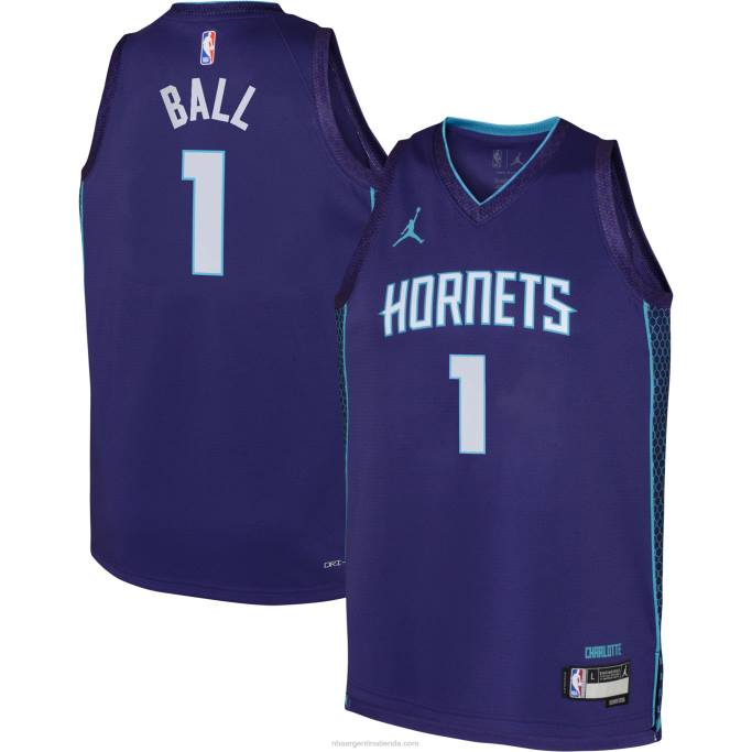NBA 0F6D16704 charlotte hornets lamelo ball jordan brand púrpura swingman jersey