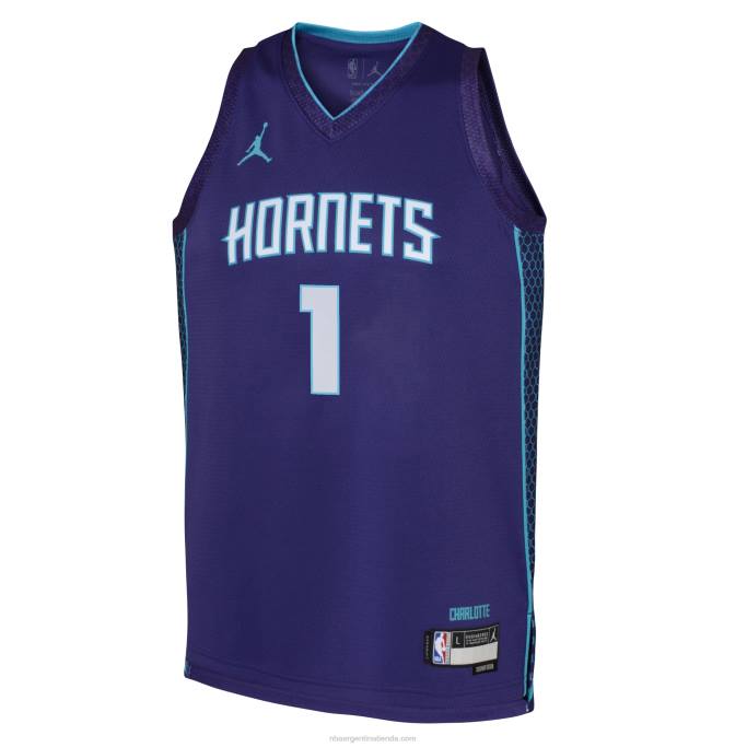 NBA 0F6D16704 charlotte hornets lamelo ball jordan brand púrpura swingman jersey