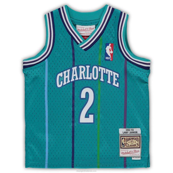 NBA 0F6D17064 charlotte hornets larry johnson teal hardwood classics playera de jugador retirado