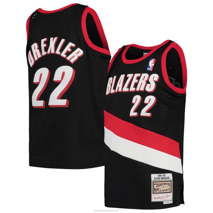 NBA 0F6D17320 portland trail blazers clyde drexler mitchell & ness negro hardwood classics swingman jersey