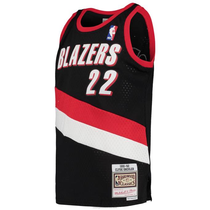 NBA 0F6D17320 portland trail blazers clyde drexler mitchell & ness negro hardwood classics swingman jersey