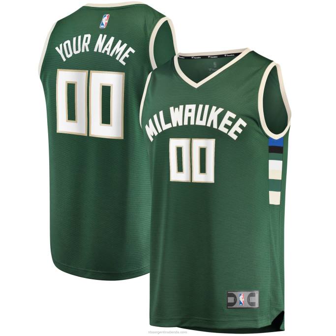 NBA 0F6D16754 camiseta réplica personalizada de los milwaukee bucks hunter green fast break