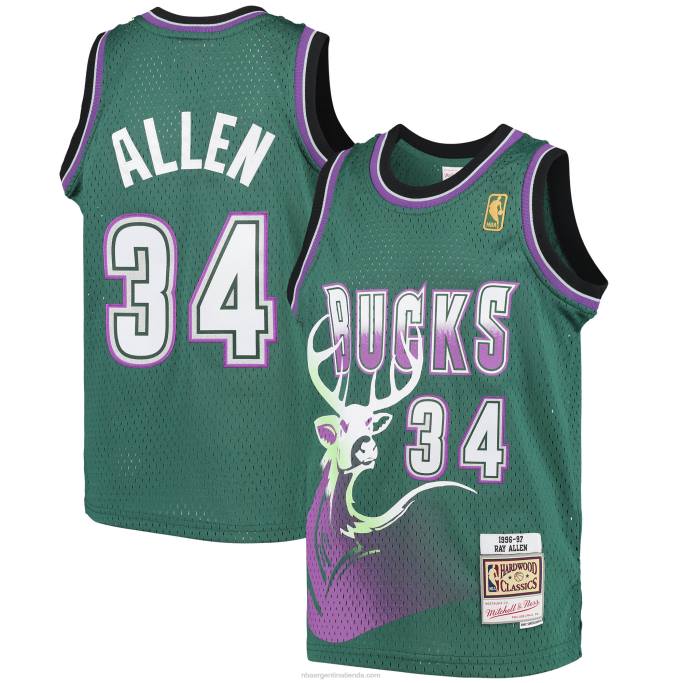 NBA 0F6D16805 jersey milwaukee bucks ray allen mitchell & ness green hardwood classics swingman