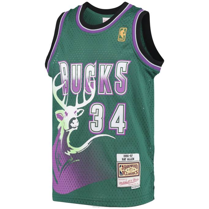NBA 0F6D16805 jersey milwaukee bucks ray allen mitchell & ness green hardwood classics swingman