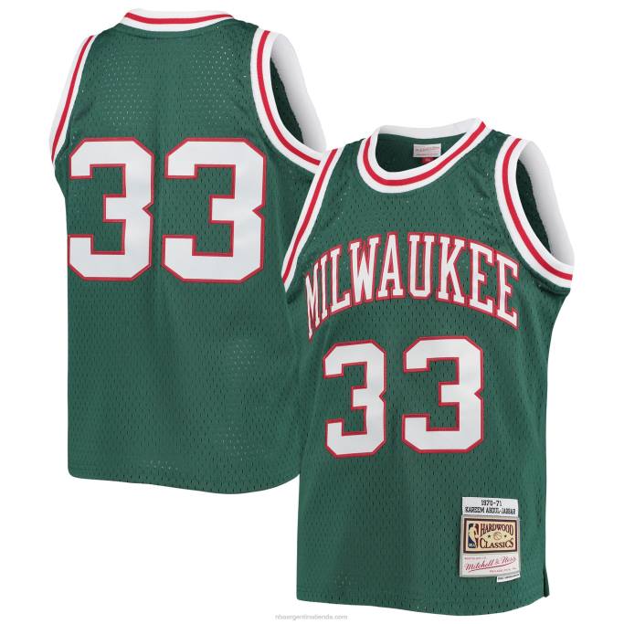 NBA 0F6D17040 camiseta milwaukee bucks kareem abdul-jabbar green 1970-71 hardwood classics swingman