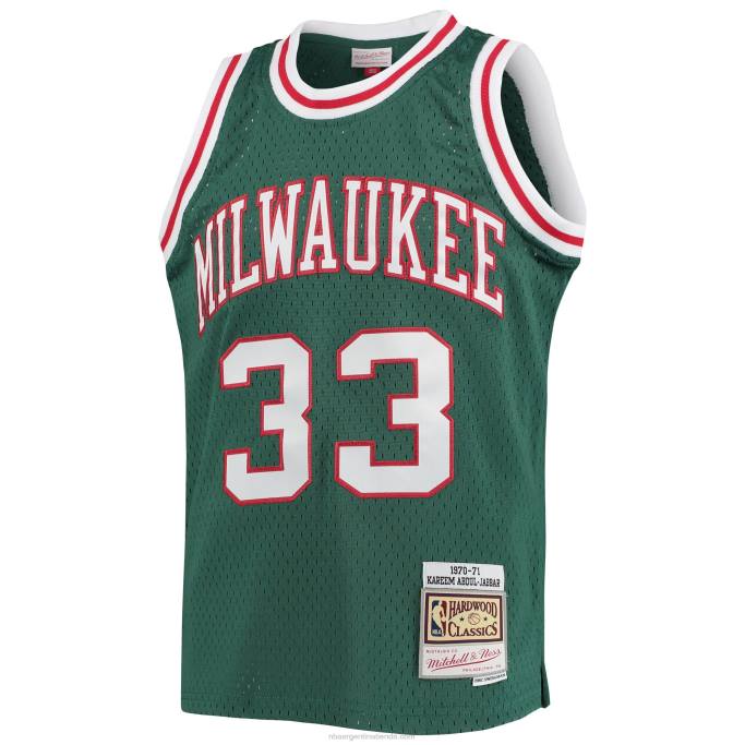 NBA 0F6D17040 camiseta milwaukee bucks kareem abdul-jabbar green 1970-71 hardwood classics swingman