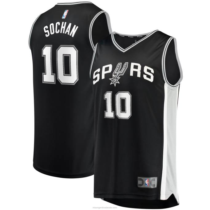 NBA 0F6D16959 san antonio spurs jeremy sochan draft negro primera ronda pick fast break replica jersey