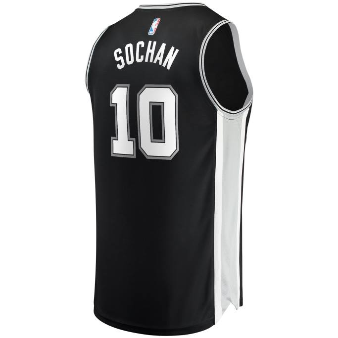 NBA 0F6D16959 san antonio spurs jeremy sochan draft negro primera ronda pick fast break replica jersey
