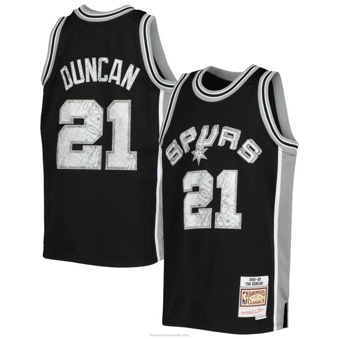 NBA 0F6D17978 san antonio spurs tim duncan black hardwood classics 75 aniversario camiseta de diamantes