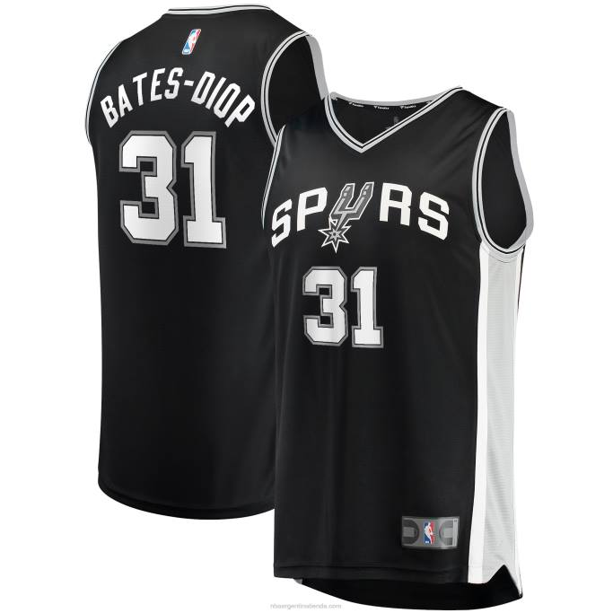 NBA 0F6D19274 camiseta replica san antonio spurs keita bates-diop negra fast break