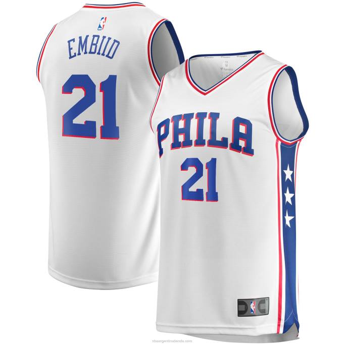 NBA 0F6D16834 philadelphia 76ers joel embiid blanco fast break replica playera de jugador
