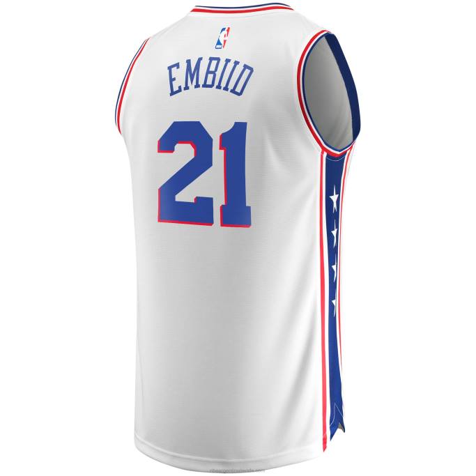 NBA 0F6D16834 philadelphia 76ers joel embiid blanco fast break replica playera de jugador