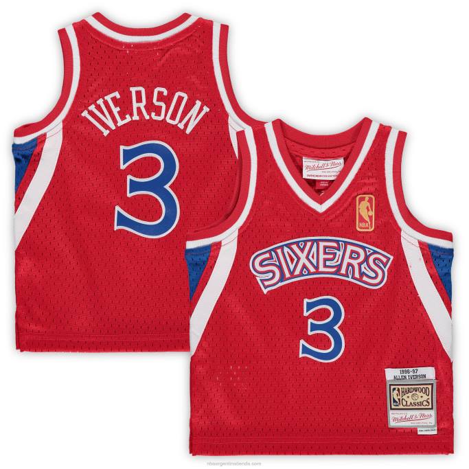 NBA 0F6D16847 philadelphia 76ers allen iverson mitchell & ness rojo hardwood classics playera de jugador retirado