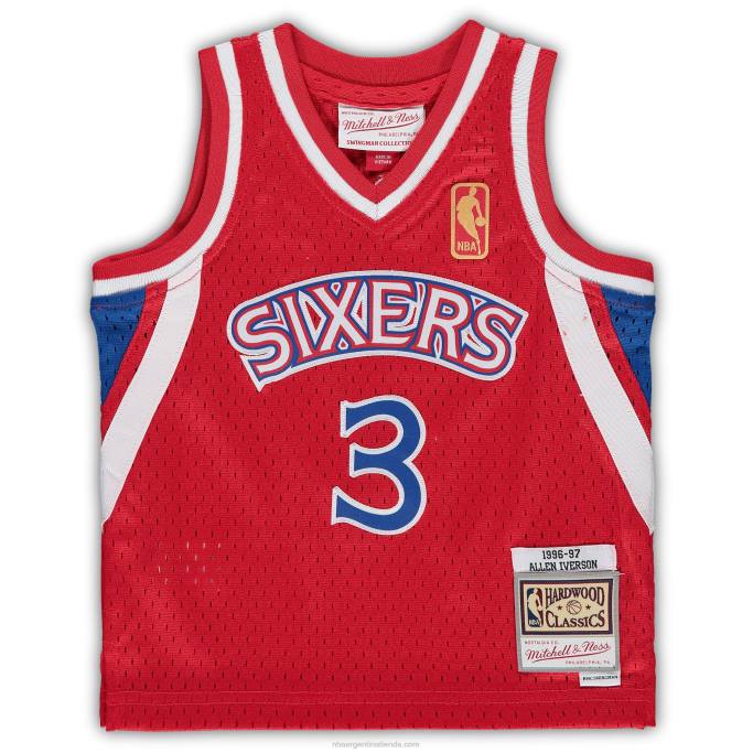 NBA 0F6D16847 philadelphia 76ers allen iverson mitchell & ness rojo hardwood classics playera de jugador retirado