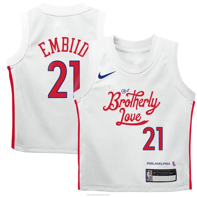 NBA 0F6D17238 Preschool philadelphia 76ers joel embiid nike réplica de camiseta blanca
