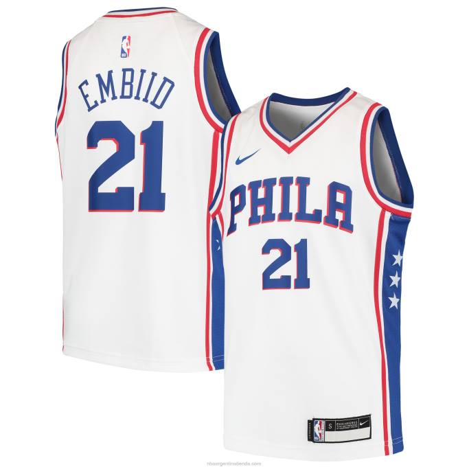 NBA 0F6D17748 camiseta nike joel embiid philadelphia 76ers blanco swingman