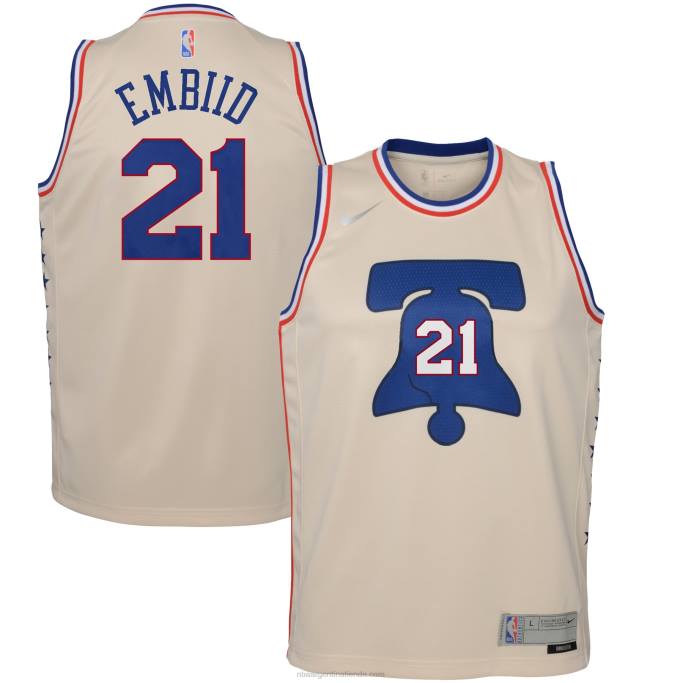 NBA 0F6D19022 philadelphia 76ers joel embiid nike crema swingman jugador jersey - edición ganada
