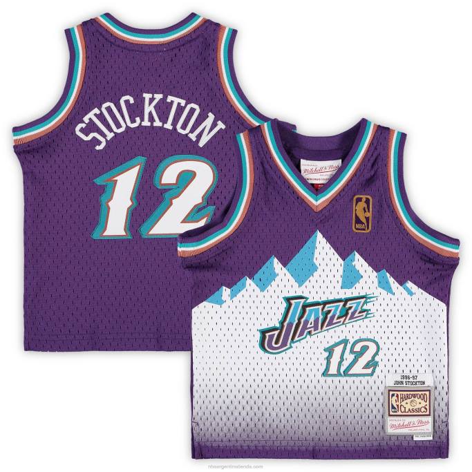 NBA 0F6D17445 utah jazz john stockton mitchell & ness púrpura hardwood clásicos jugador retirado jersey