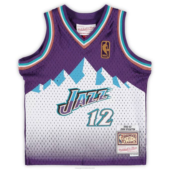 NBA 0F6D17445 utah jazz john stockton mitchell & ness púrpura hardwood clásicos jugador retirado jersey