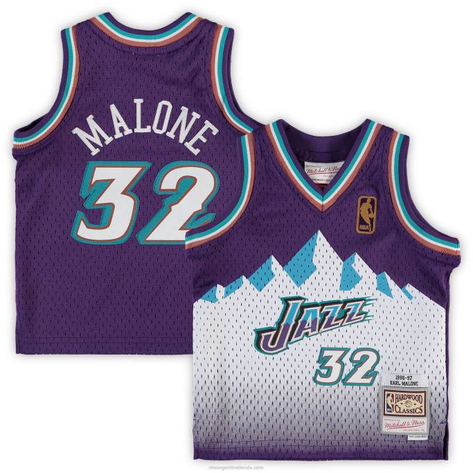 NBA 0F6D17609 utah jazz karl malone mitchell & ness camiseta de jugador retirado púrpura
