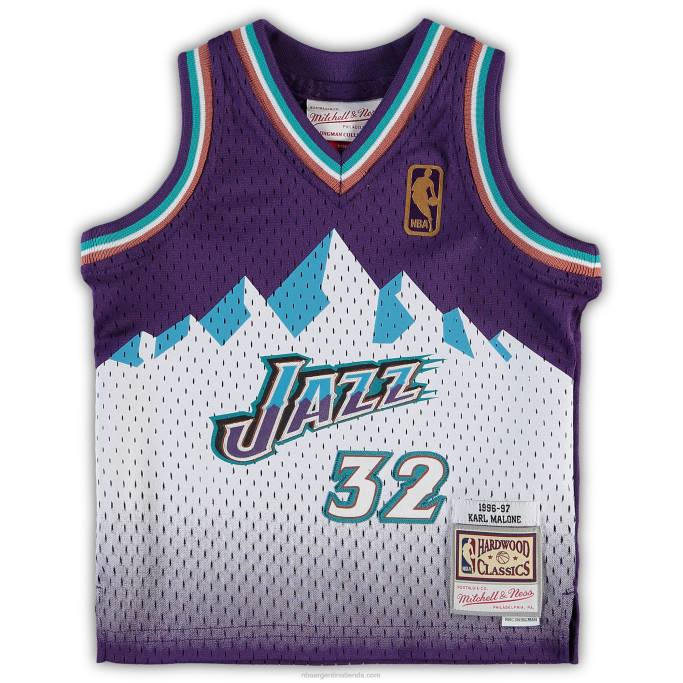 NBA 0F6D17609 utah jazz karl malone mitchell & ness camiseta de jugador retirado púrpura