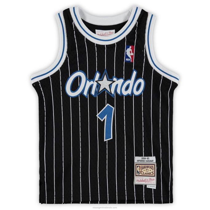 NBA 0F6D16837 preescolar orlando magic penny hardaway negro 1994-1995 hardwood classics camiseta del equipo de retroceso