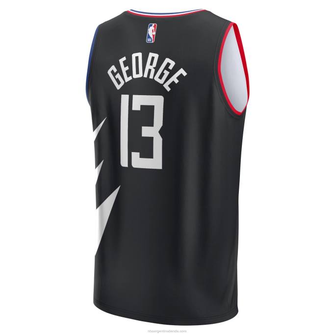 NBA 0F6D16863 la clippers paul george camiseta negra de jugador de descanso rápido