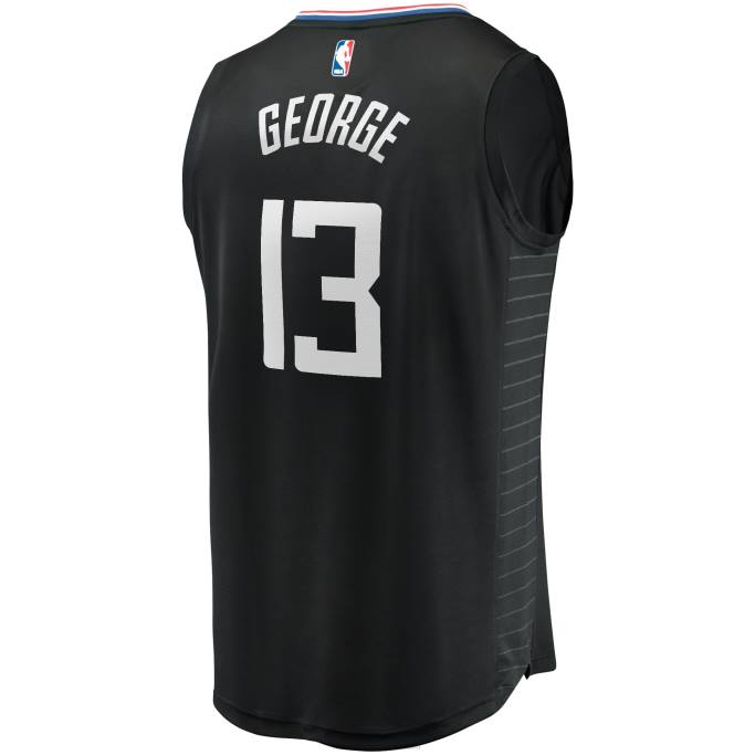 NBA 0F6D17888 la clippers paul george camiseta negra de jugador de descanso rápido