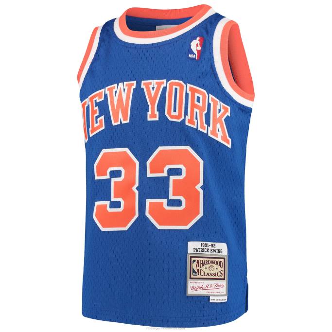 NBA 0F6D16907 patrick ewing mitchell & ness de los new york knicks camiseta clásica de swingman de madera dura azul