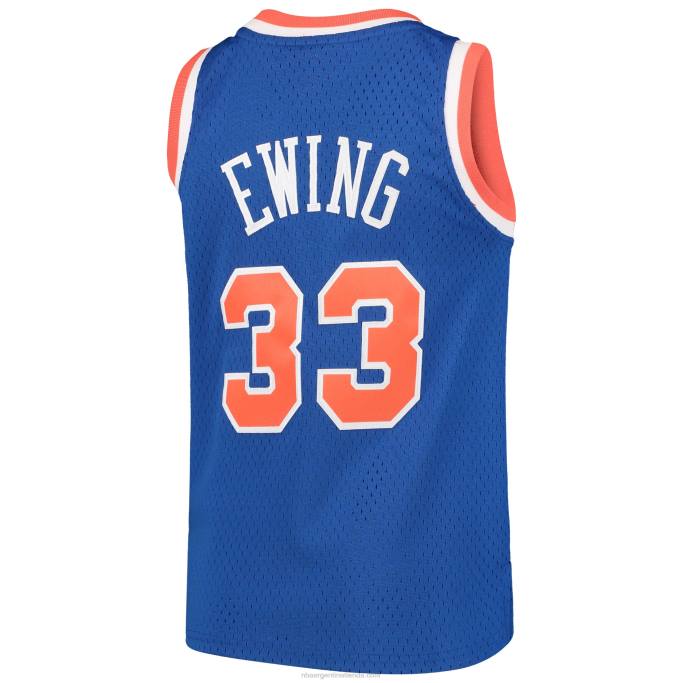 NBA 0F6D16907 patrick ewing mitchell & ness de los new york knicks camiseta clásica de swingman de madera dura azul