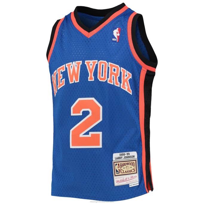 NBA 0F6D18089 new york knicks larry johnson mitchell & ness blue hardwood classics swingman jersey
