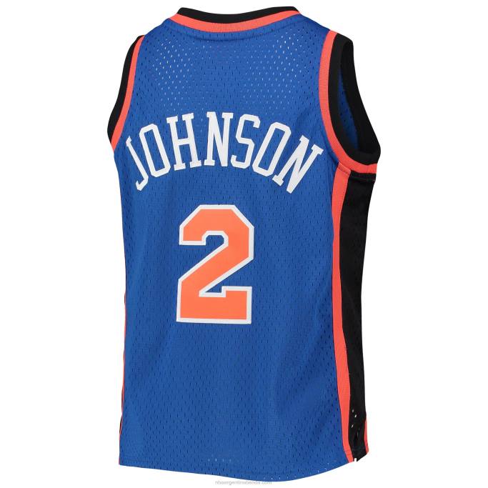 NBA 0F6D18089 new york knicks larry johnson mitchell & ness blue hardwood classics swingman jersey