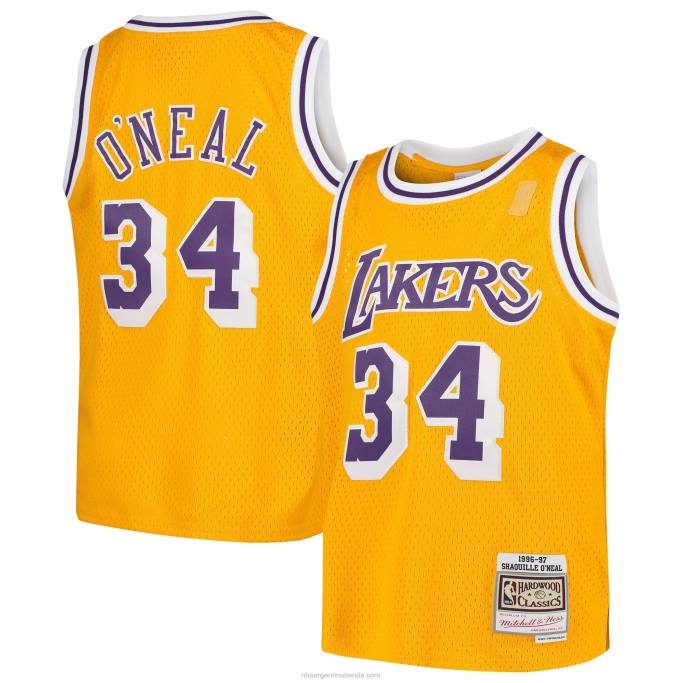 NBA 0F6D16710 los angeles lakers shaquille o'neal mitchell & ness oro swingman jersey retroceso