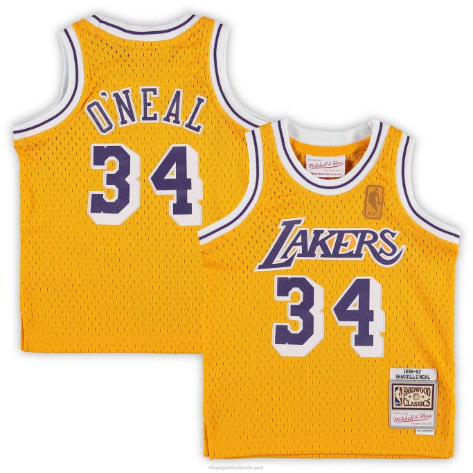 NBA 0F6D16782 los angeles lakers shaquille o'neal mitchell & ness oro jugador retirado camiseta