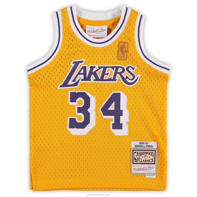 NBA 0F6D16782 los angeles lakers shaquille o'neal mitchell & ness oro jugador retirado camiseta