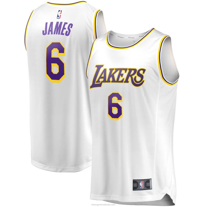NBA 0F6D16823 los angeles lakers lebron james blanco # 6 fast break replica jugador jersey