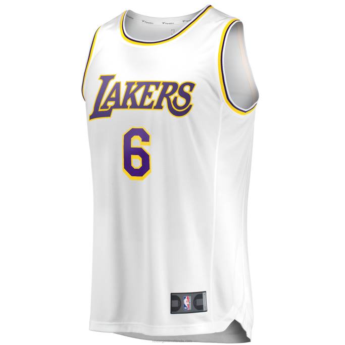 NBA 0F6D16823 los angeles lakers lebron james blanco # 6 fast break replica jugador jersey