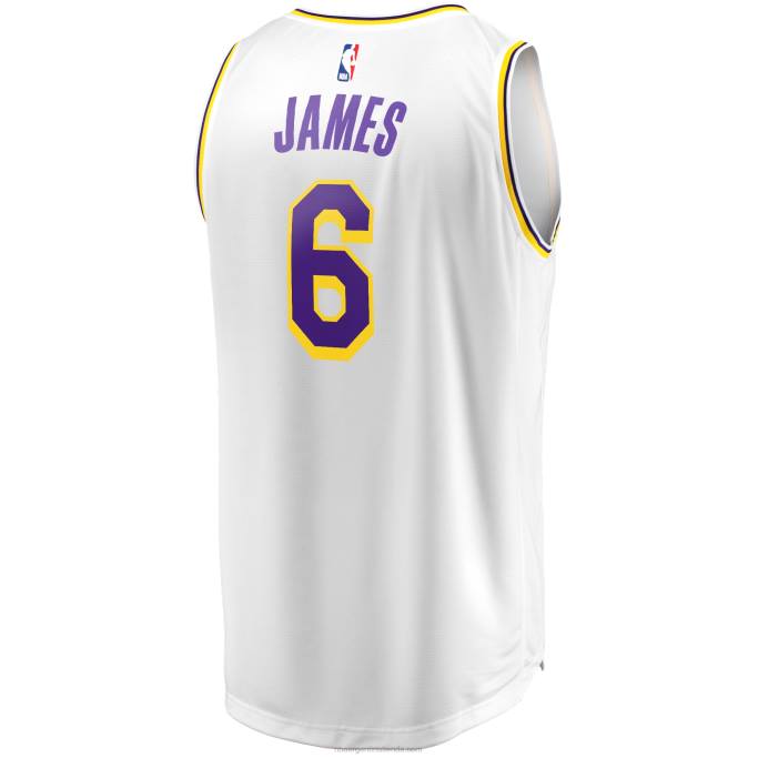 NBA 0F6D16823 los angeles lakers lebron james blanco # 6 fast break replica jugador jersey