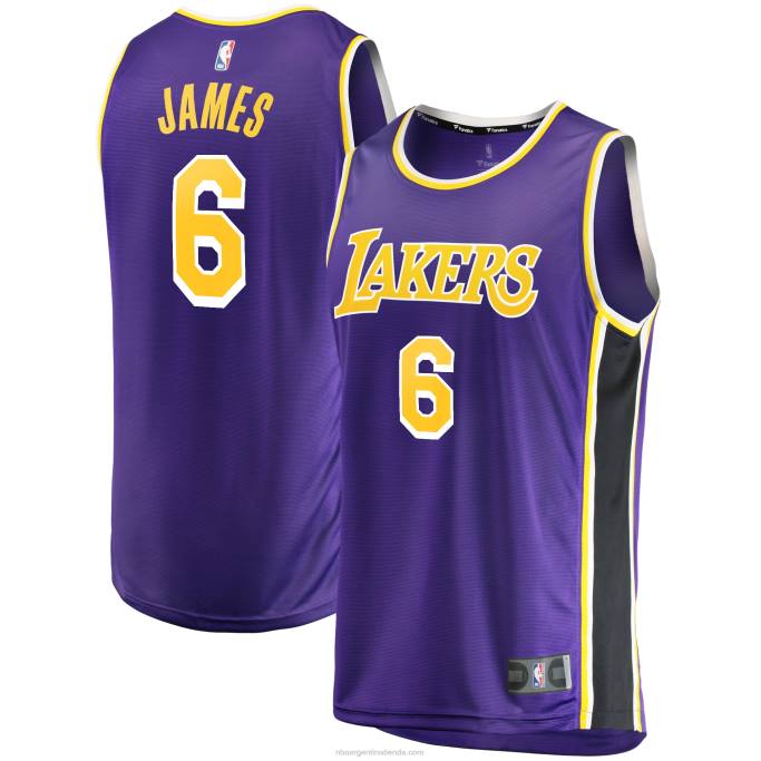 NBA 0F6D16833 los angeles lakers lebron james púrpura # 6 fast break replica jugador jersey