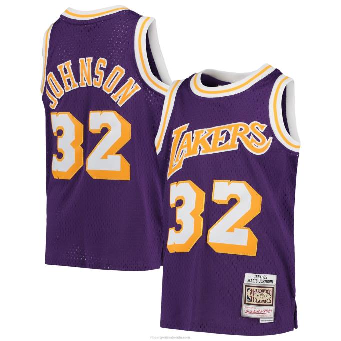 NBA 0F6D16975 camiseta de los angeles lakers magic johnson purple 1984-85 hardwood classics swingman throwback