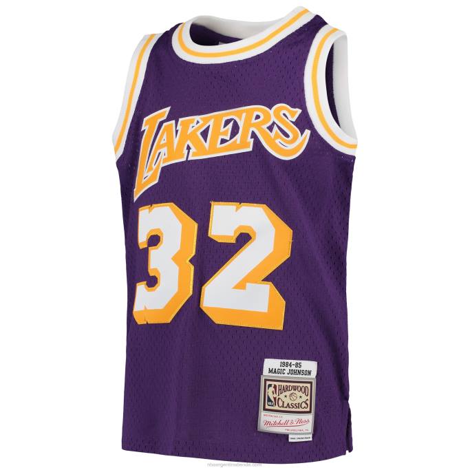 NBA 0F6D16975 camiseta de los angeles lakers magic johnson purple 1984-85 hardwood classics swingman throwback