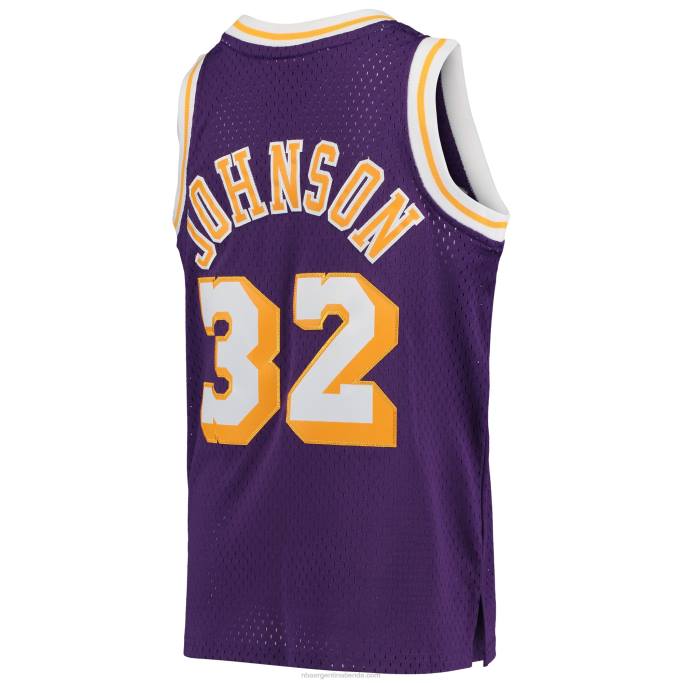 NBA 0F6D16975 camiseta de los angeles lakers magic johnson purple 1984-85 hardwood classics swingman throwback