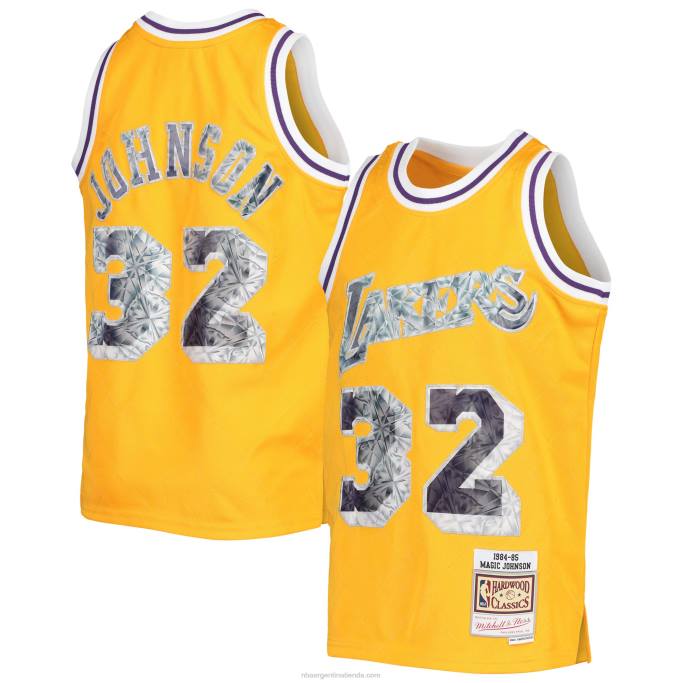 NBA 0F6D17605 los angeles lakers magic johnson gold hardwood classics 75 aniversario diamante jersey