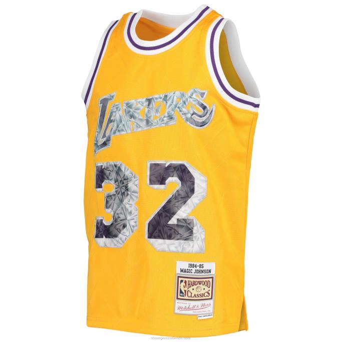 NBA 0F6D17605 los angeles lakers magic johnson gold hardwood classics 75 aniversario diamante jersey
