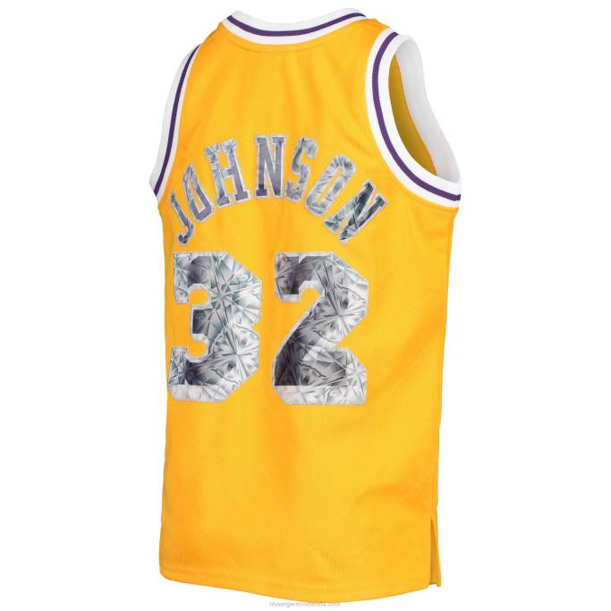 NBA 0F6D17605 los angeles lakers magic johnson gold hardwood classics 75 aniversario diamante jersey